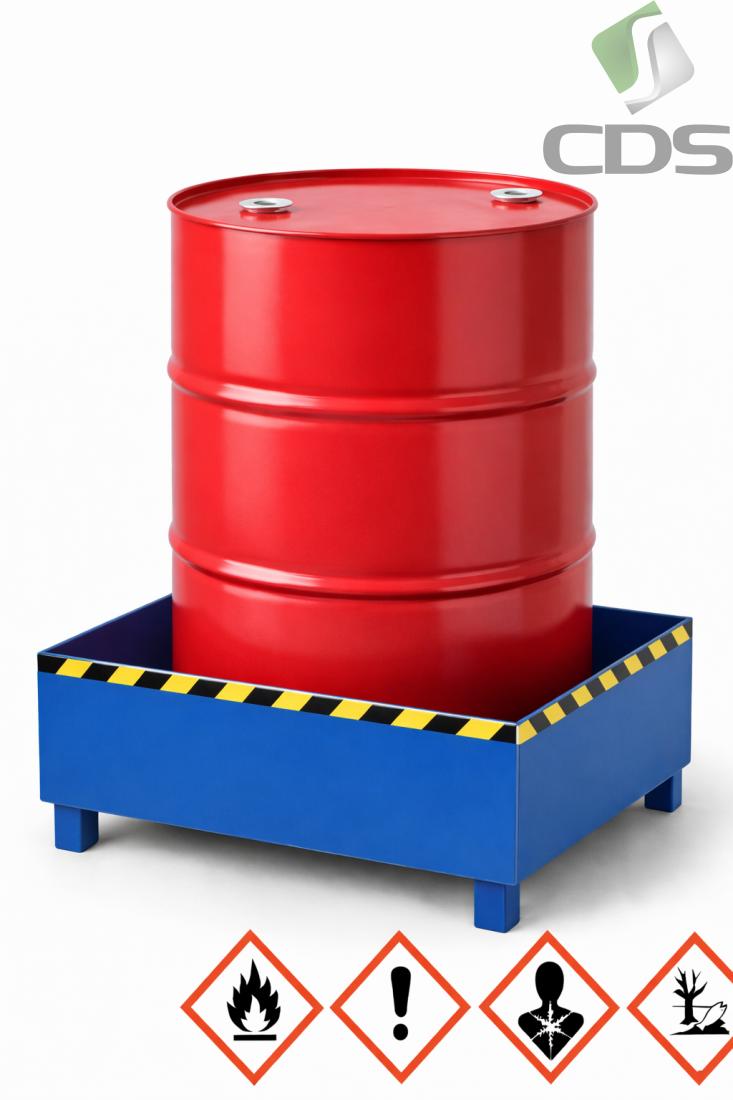 Wanna wychwytowa WWB1BLP  stalowa, bez kraty, na 1 beczkę 200 L Lakierowana proszkowo (2)